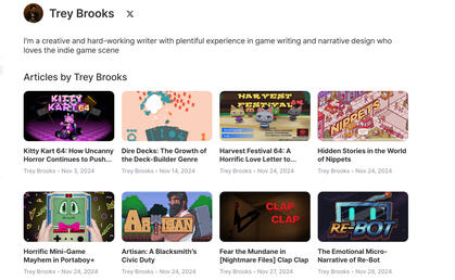 Cheddar.TV (2024-2045: Wrote news and feature articles for the gaming website Cheddar.tv.